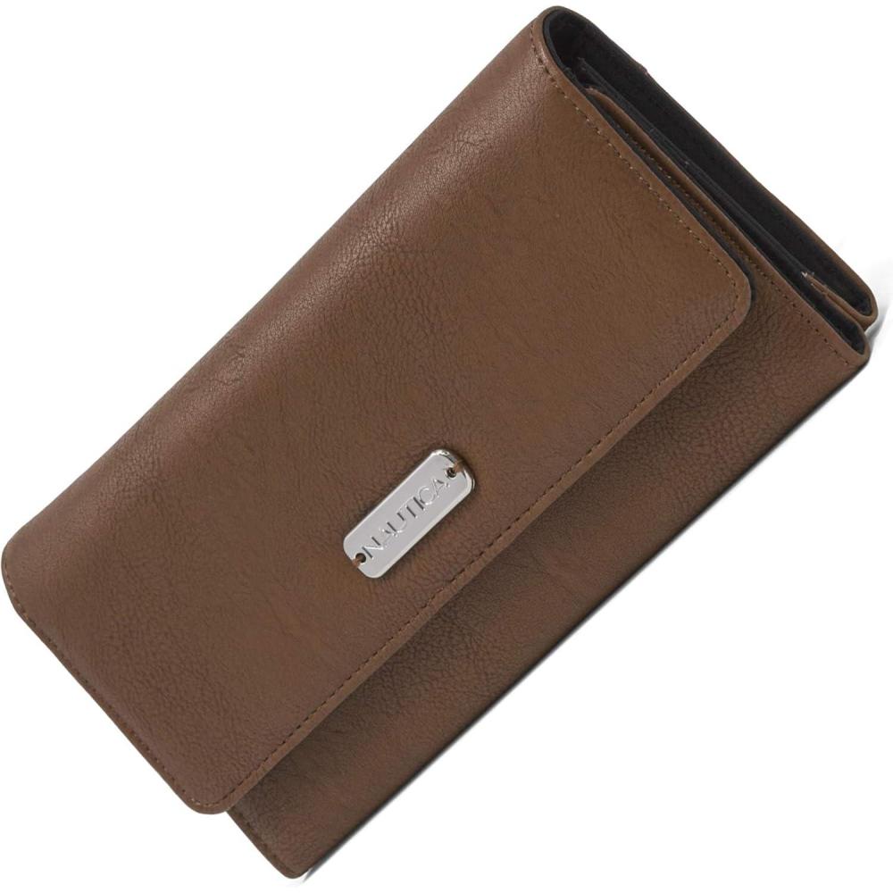 imageNautica Money Manager RFID Slim and Small Wallet for Women Credit Card Holder with Coin Purse and Zipper Wallet Womens Clutch OrganizerEarth