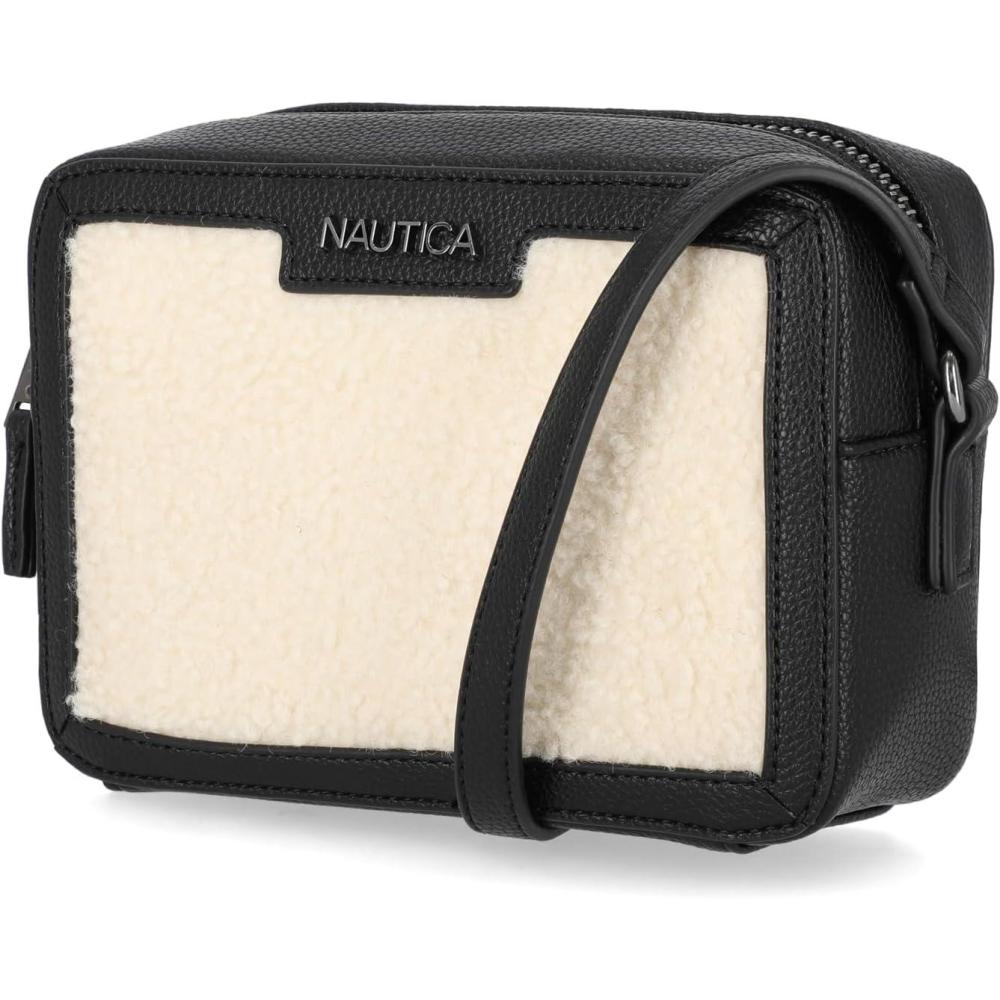 imageNautica Womens Candid Camera Adjustable Crossbody BagBlack Sherpa