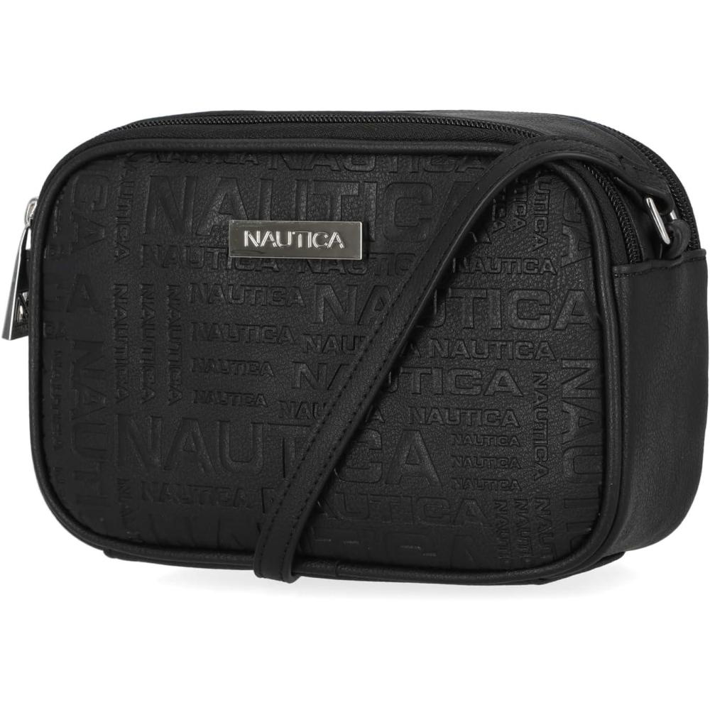imageNautica Womens Candid Camera Adjustable Crossbody BagEmbossed Black