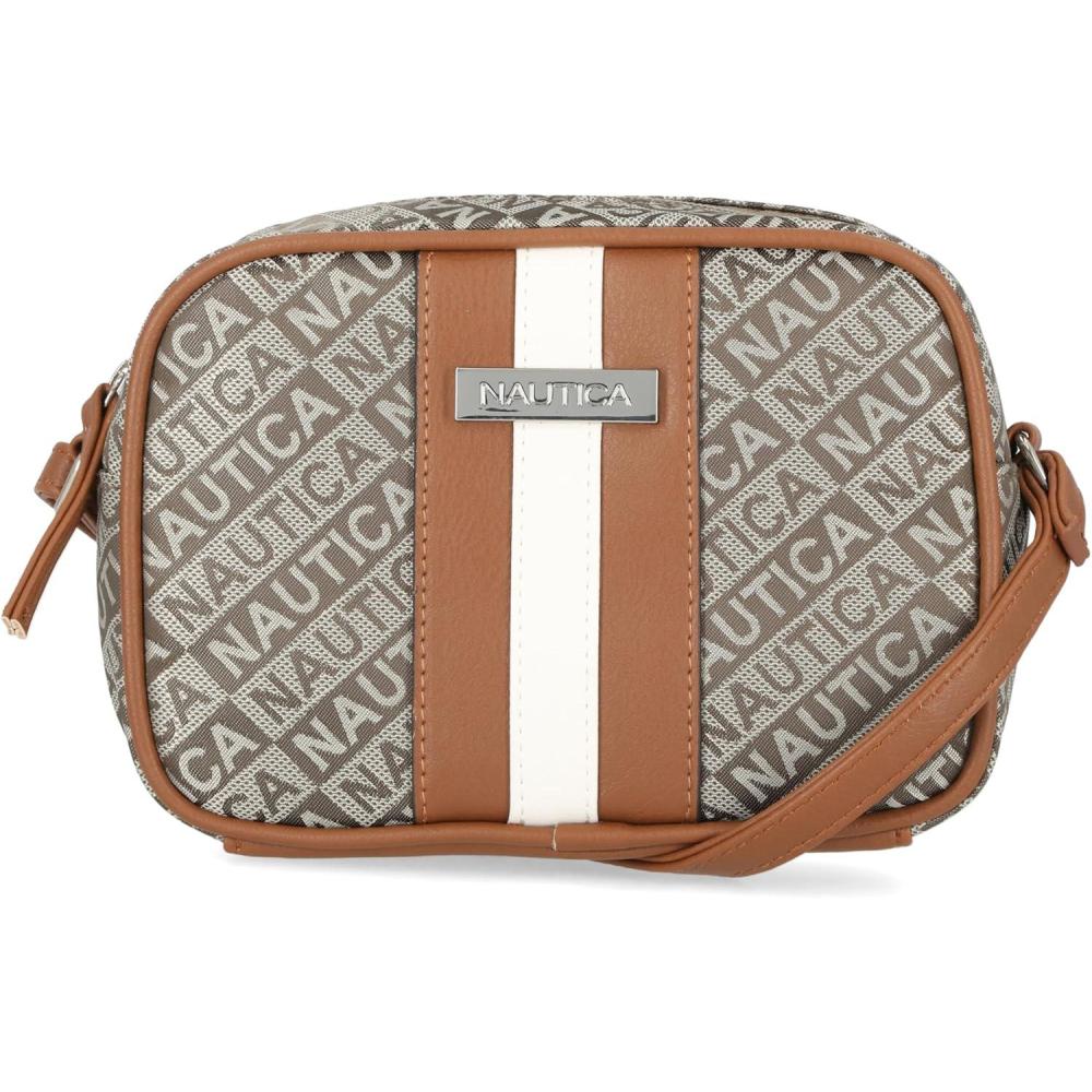 imageNautica Womens Candid Camera Adjustable Crossbody BagKhaki Lakeside Jacquard