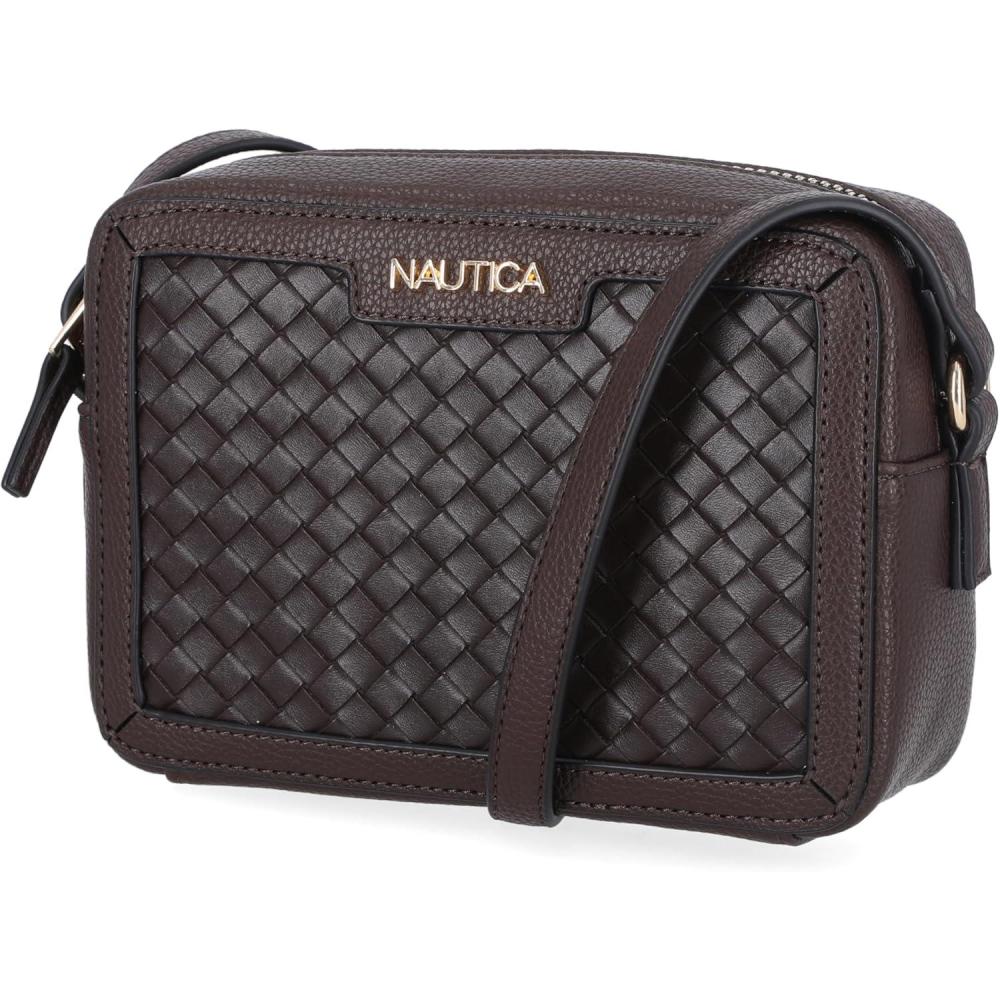 imageNautica Womens Candid Camera Adjustable Crossbody BagOn the Boarder Espresso