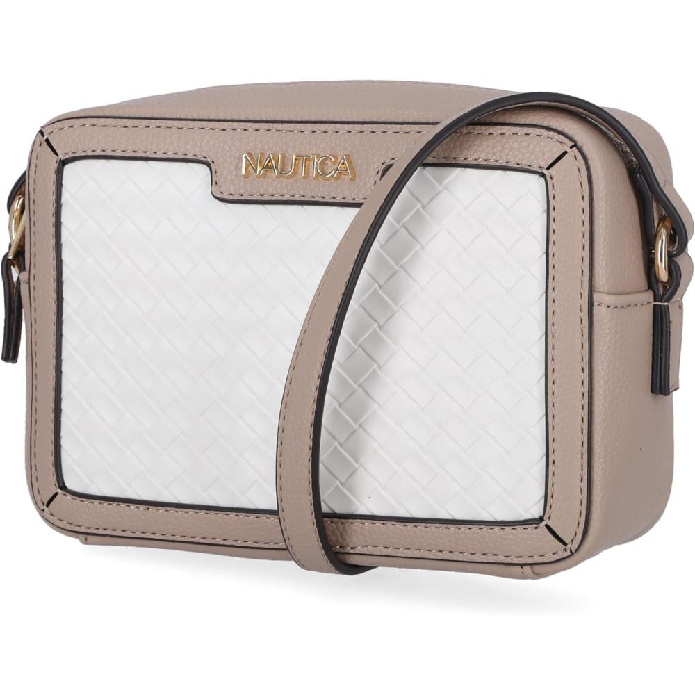 imageNautica Womens Candid Camera Adjustable Crossbody BagOn the Boarder WhiteMushroom