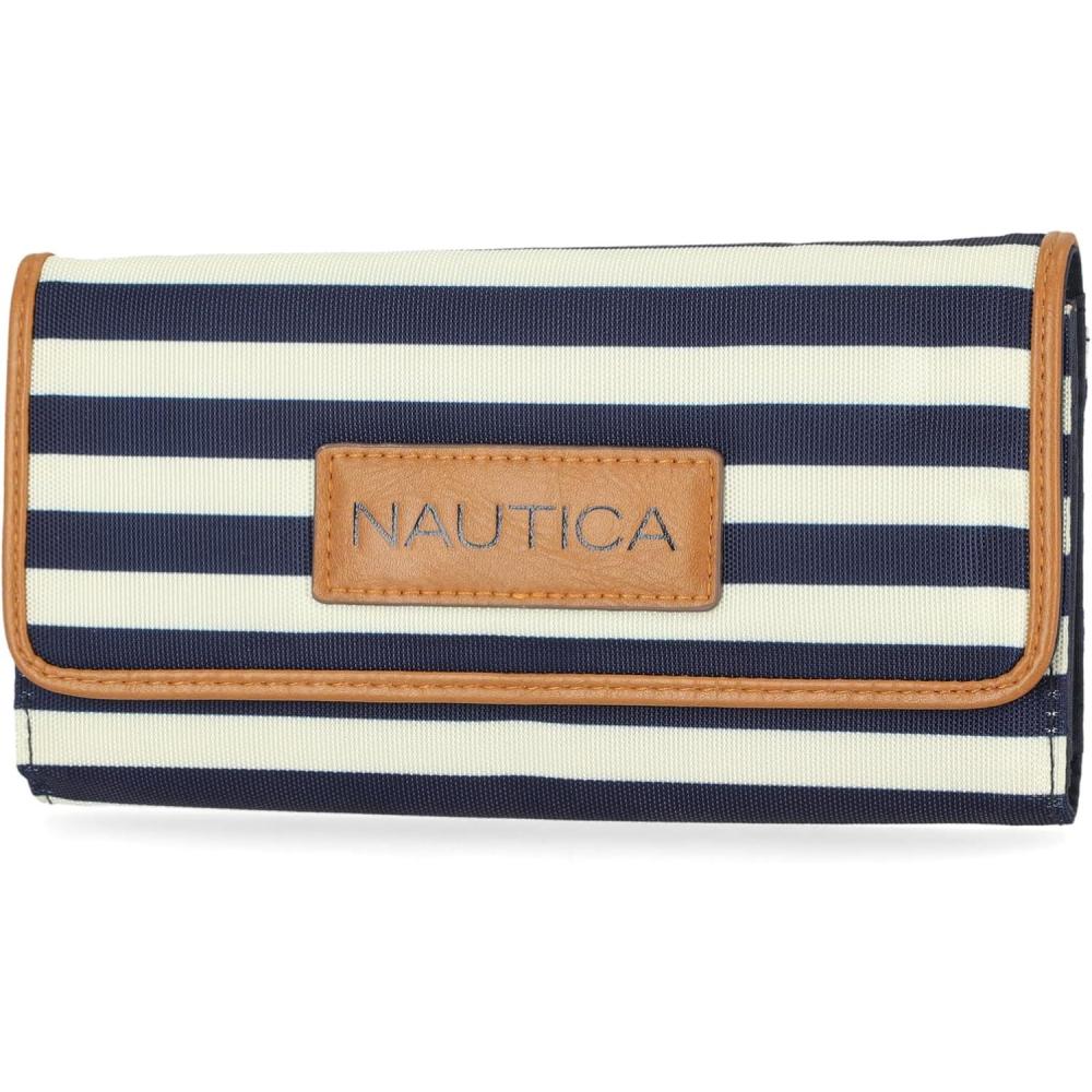 imageNautica womens The Perfect Carry All Money Manager Wallet Organizer with RFID Blocking Wallet Organizer with RFID BlockingIndigoBoneSand