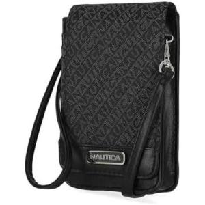 Nautica Catalina RFID Womens Crossbody Bag, Vegan Leather Compact Cell Phone Shoulder Travel Purse Holder(Black (Jacquard))