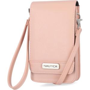 Nautica Catalina RFID Womens Crossbody Bag, Vegan Leather Compact Cell Phone Shoulder Travel Purse Holder(Blush)