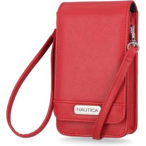 Nautica Catalina RFID Womens Crossbody Bag, Vegan Leather Compact Cell Phone Shoulder Travel Purse Holder(Fuego Red)