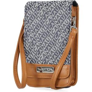 Nautica Catalina RFID Womens Crossbody Bag, Vegan Leather Compact Cell Phone Shoulder Travel Purse Holder(Indigo (Jacquard))