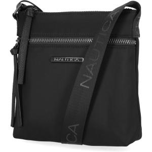 Nautica Diver Nylon Small Women’s Crossbody Bag Purse with Adjustable Shoulder Strap(Zipper Up Black)