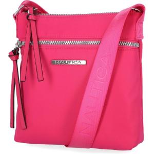 Nautica Diver Nylon Small Women’s Crossbody Bag Purse with Adjustable Shoulder Strap(Zipper Up Raspberry)