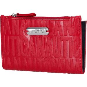 Nautica High Tide Small Wallet for Women, RFID Blocking Slim Credit Card Holder with Zipper Coin Pocket, Bifold Compact Wallet with ID Window, Red Printed(Red (Printed))