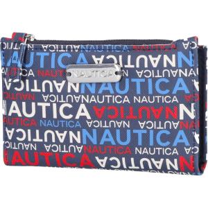 Nautica High Tide Small Wallet for Women, RFID Blocking Slim Credit Card Holder with Zipper Coin Pocket, Bifold Compact Wallet with ID Window, Red Printed(Indigo/Marina)