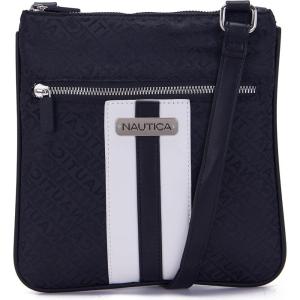 Nautica Lakeside Signature Jaquard North South Crossbody Bag(Black)