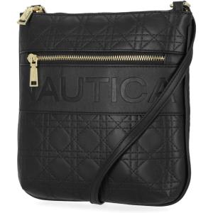 Nautica Lakeside Signature Jaquard North South Crossbody Bag(Black (Lattice Quilt))