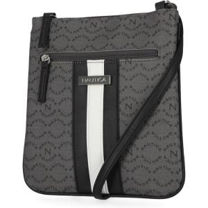 Nautica Lakeside Signature Jaquard North South Crossbody Bag(Black Patent)