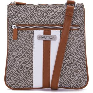 Nautica Lakeside Signature Jaquard North South Crossbody Bag(Khaki)