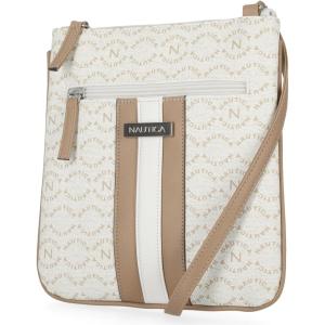 Nautica Lakeside Signature Jaquard North South Crossbody Bag(Porthole White)