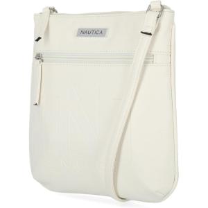 Nautica Lakeside Signature Jaquard North South Crossbody Bag(White)