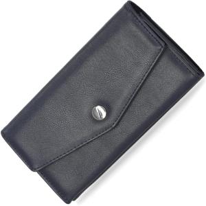 Nautica Money Manager RFID Slim and Small Wallet for Women – Credit Card Holder with Coin Purse and Zipper Wallet, Women’s Clutch Organizer(Black (V-Flap))