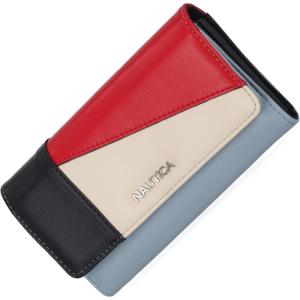 Nautica Money Manager RFID Slim and Small Wallet for Women – Credit Card Holder with Coin Purse and Zipper Wallet, Women’s Clutch Organizer(Colorblock Blue)