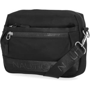 Nautica Nylon Bean crossbody/Belt Bag adjustable shoulder strap(Black Tonal)