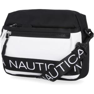 Nautica Nylon Bean crossbody/Belt Bag adjustable shoulder strap(Black/White)