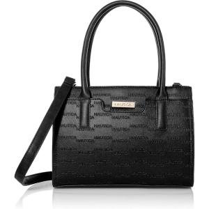Nautica Womens Sandy Jr. Top Handel Satchel with Removable Crossbody Strap(Black (Embossed Logo))