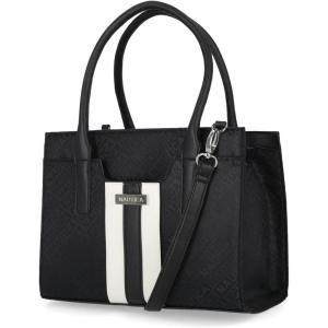 Nautica Womens Sandy Jr. Top Handel Satchel with Removable Crossbody Strap(Black Jacquard)