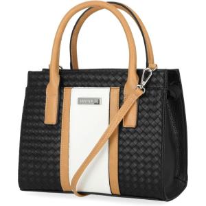 Nautica Womens Sandy Jr. Top Handel Satchel with Removable Crossbody Strap(Black (Woven))