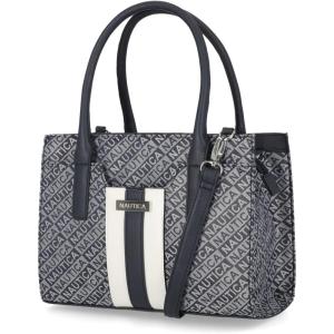 Nautica Womens Sandy Jr. Top Handel Satchel with Removable Crossbody Strap(Indigo Jacquard)