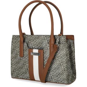 Nautica Womens Sandy Jr. Top Handel Satchel with Removable Crossbody Strap(Olive (Lakeside Jacquard))