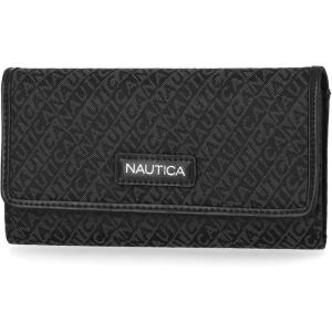 Nautica womens The Perfect Carry All Money Manager Wallet Organizer with RFID Blocking Wallet | Organizer, with RFID Blocking(Black Jacquard)
