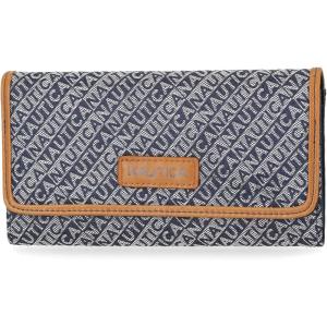 Nautica womens The Perfect Carry All Money Manager Wallet Organizer with RFID Blocking Wallet | Organizer, with RFID Blocking(Indigo Jacquard)