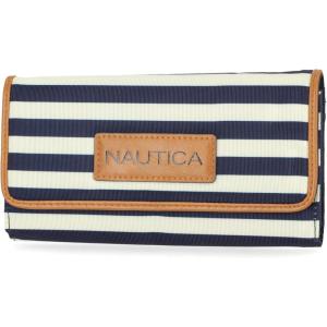 Nautica womens The Perfect Carry All Money Manager Wallet Organizer with RFID Blocking Wallet | Organizer, with RFID Blocking(Indigo/Bone/Sand)