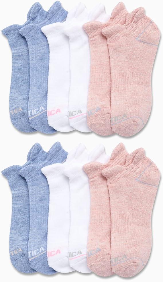 imageNautica Womens Ankle Socks 12 Pack Breathable Mesh Cushioned Low Cut Socks for Women Gym Athletic Womens Socks 410Pink Heather