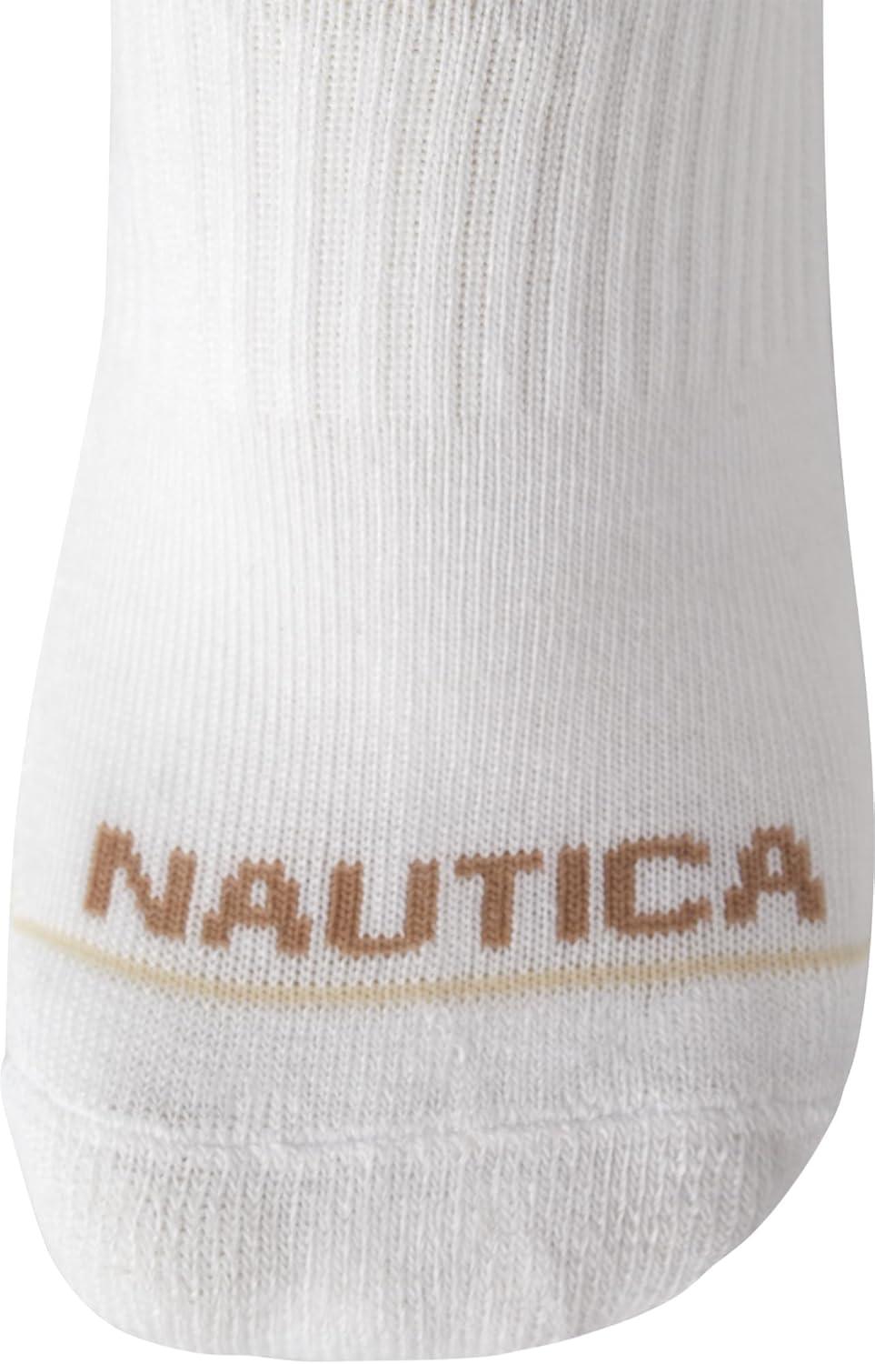 imageNautica Womens Ankle Socks 6 Pack Cushioned Low Cut Tab Breathable Athletic Socks with Arch Support Running Sock for WomenAll White