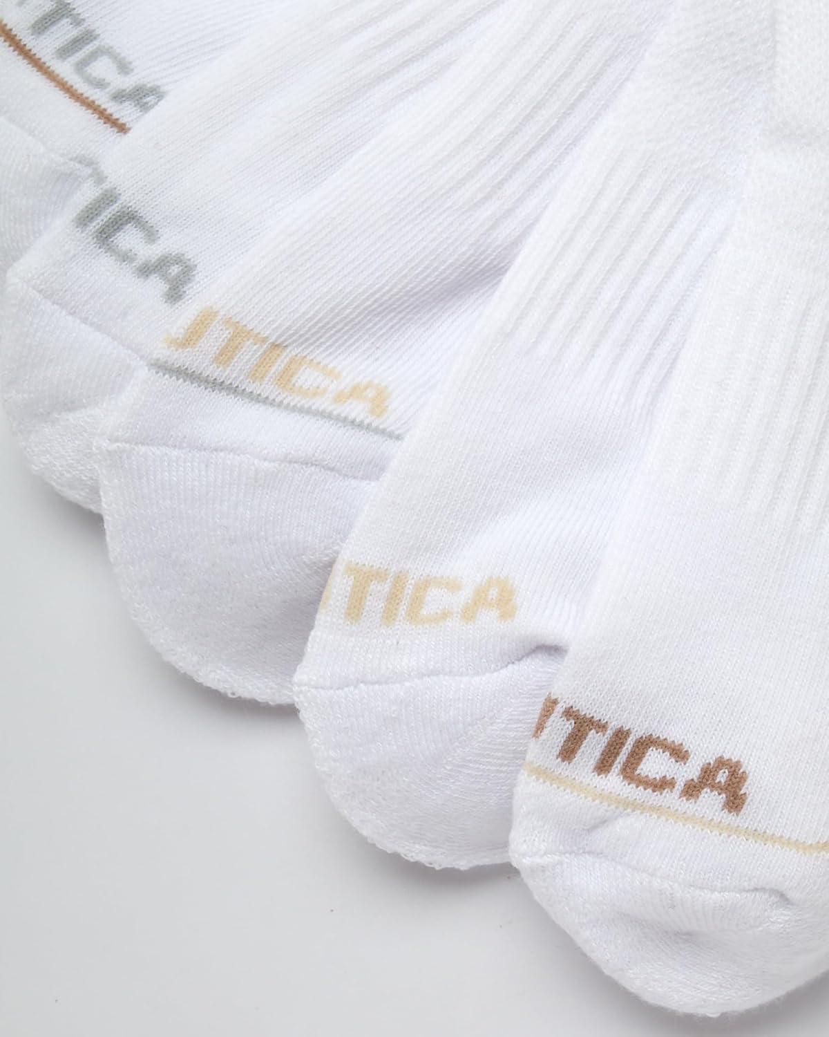 imageNautica Womens Ankle Socks 6 Pack Cushioned Low Cut Tab Breathable Athletic Socks with Arch Support Running Sock for WomenAll White