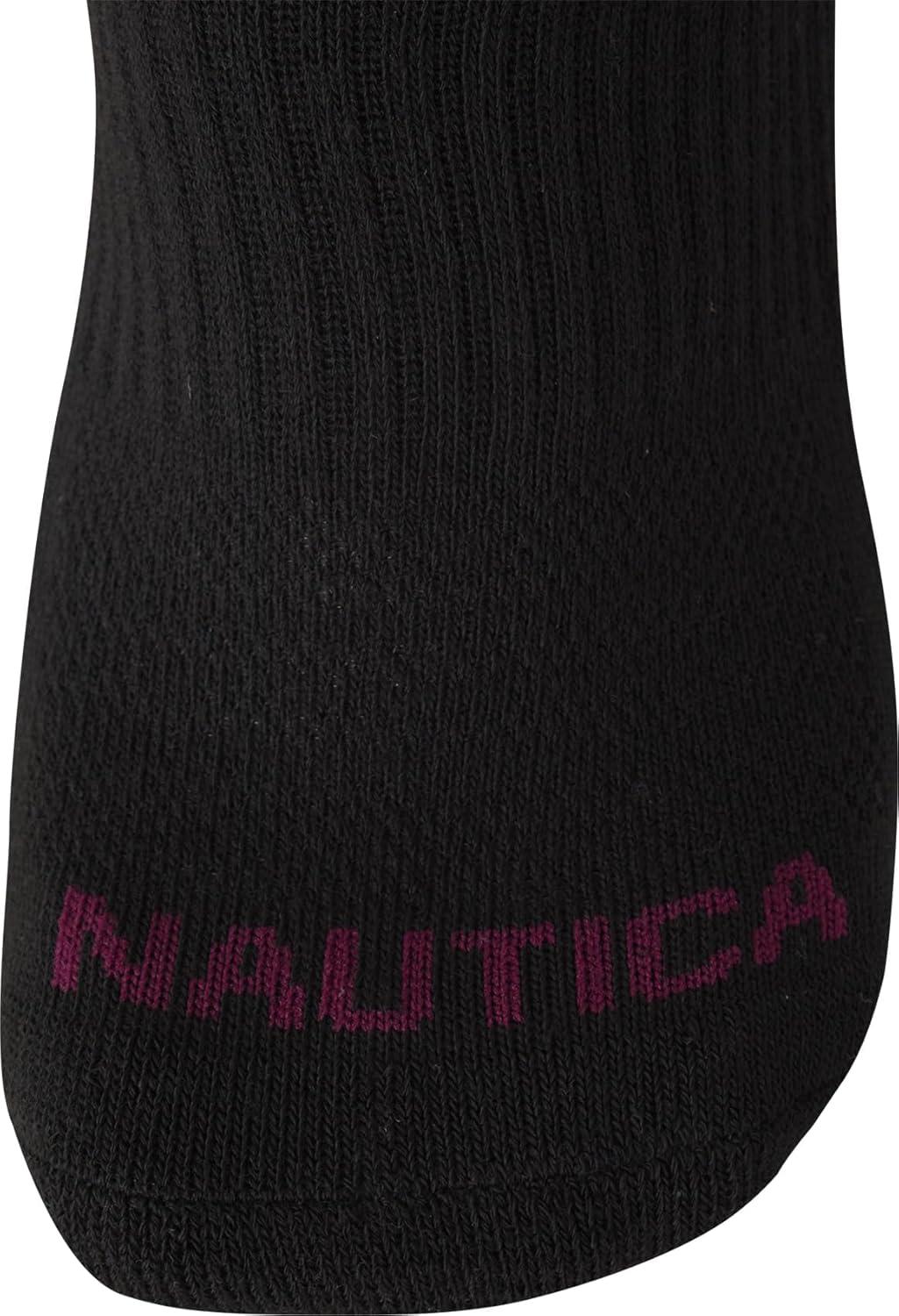 imageNautica Womens Ankle Socks 6 Pack Cushioned Low Cut Tab Breathable Athletic Socks with Arch Support Running Sock for WomenBlackPink