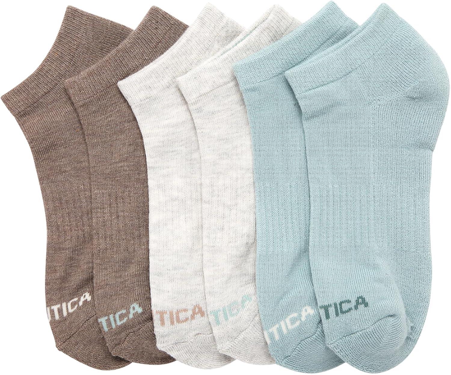 imageNautica Womens Ankle Socks 6 Pack Cushioned Low Cut Tab Breathable Athletic Socks with Arch Support Running Sock for WomenGreen Assorted
