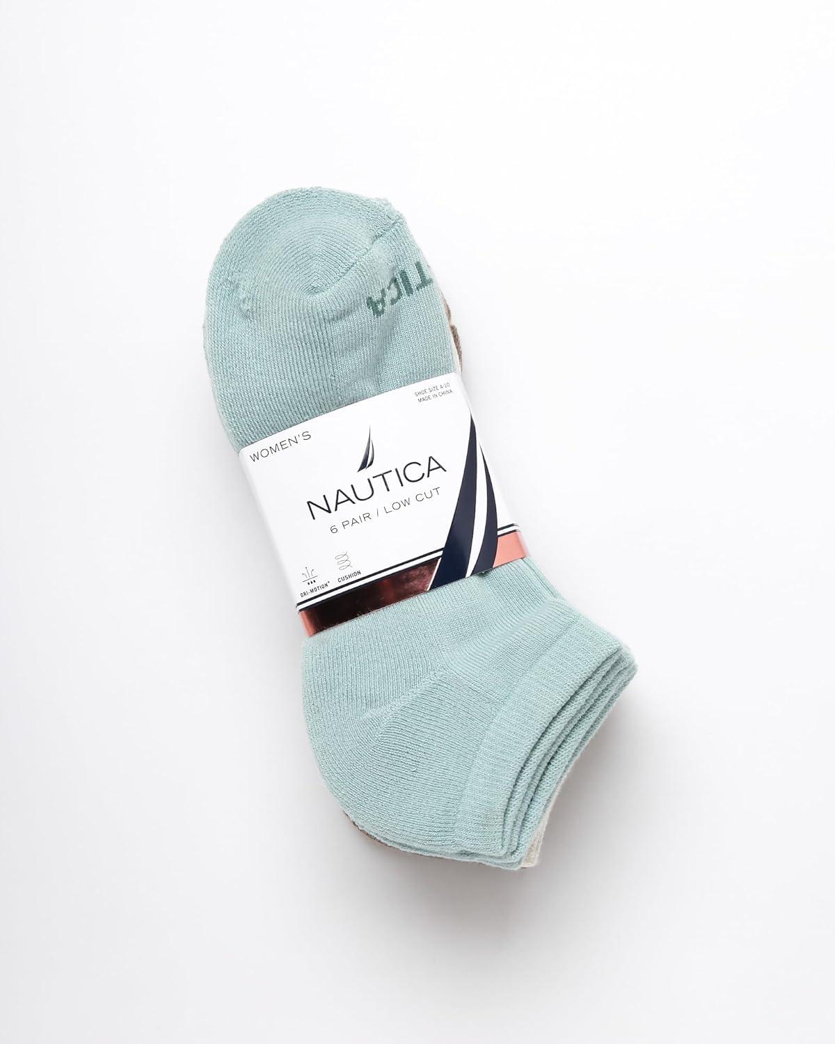 imageNautica Womens Ankle Socks 6 Pack Cushioned Low Cut Tab Breathable Athletic Socks with Arch Support Running Sock for WomenGreen Assorted