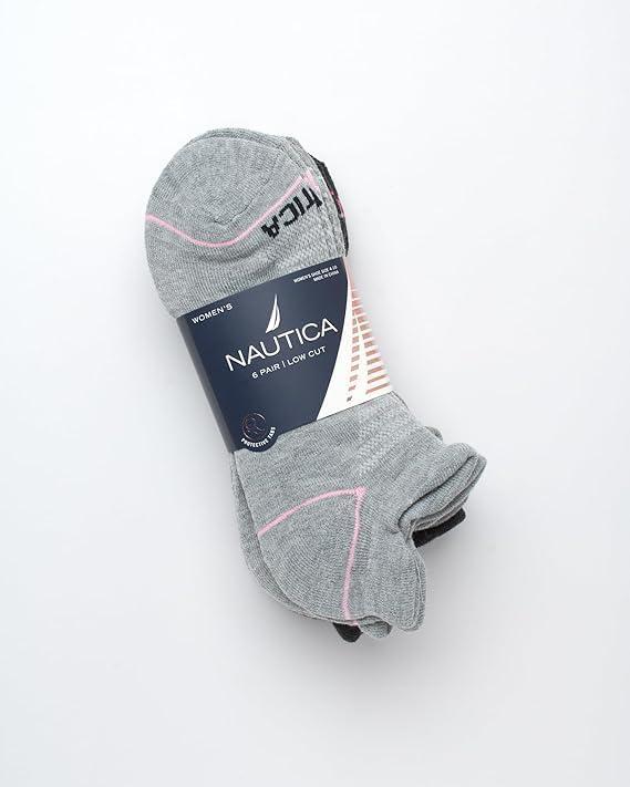 imageNautica Womens Ankle Socks 6 Pack Cushioned Low Cut Tab Breathable Athletic Socks with Arch Support Running Sock for WomenGrey