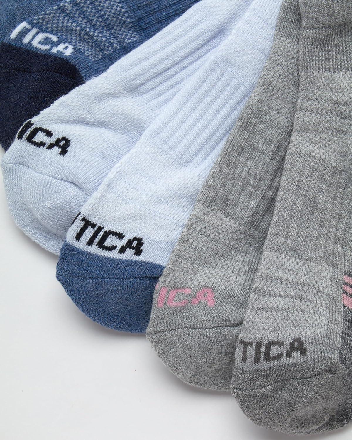 imageNautica Womens Ankle Socks 6 Pack Cushioned Low Cut Tab Breathable Athletic Socks with Arch Support Running Sock for WomenGreyBlue
