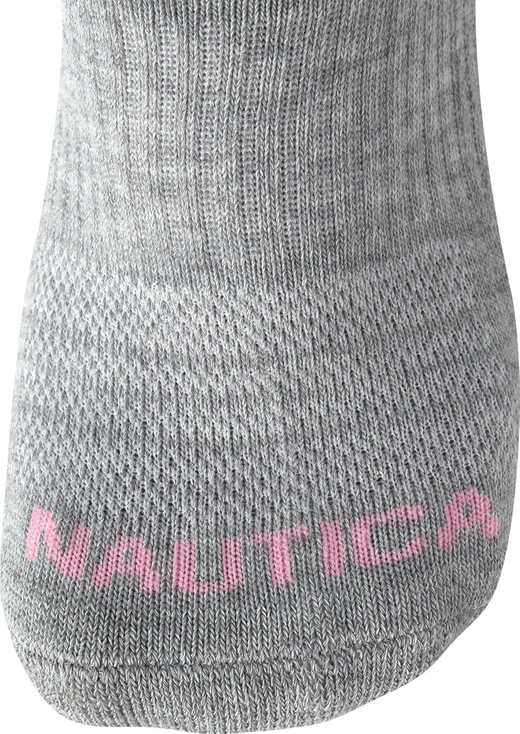 imageNautica Womens Ankle Socks 6 Pack Cushioned Low Cut Tab Breathable Athletic Socks with Arch Support Running Sock for WomenGreyBlue