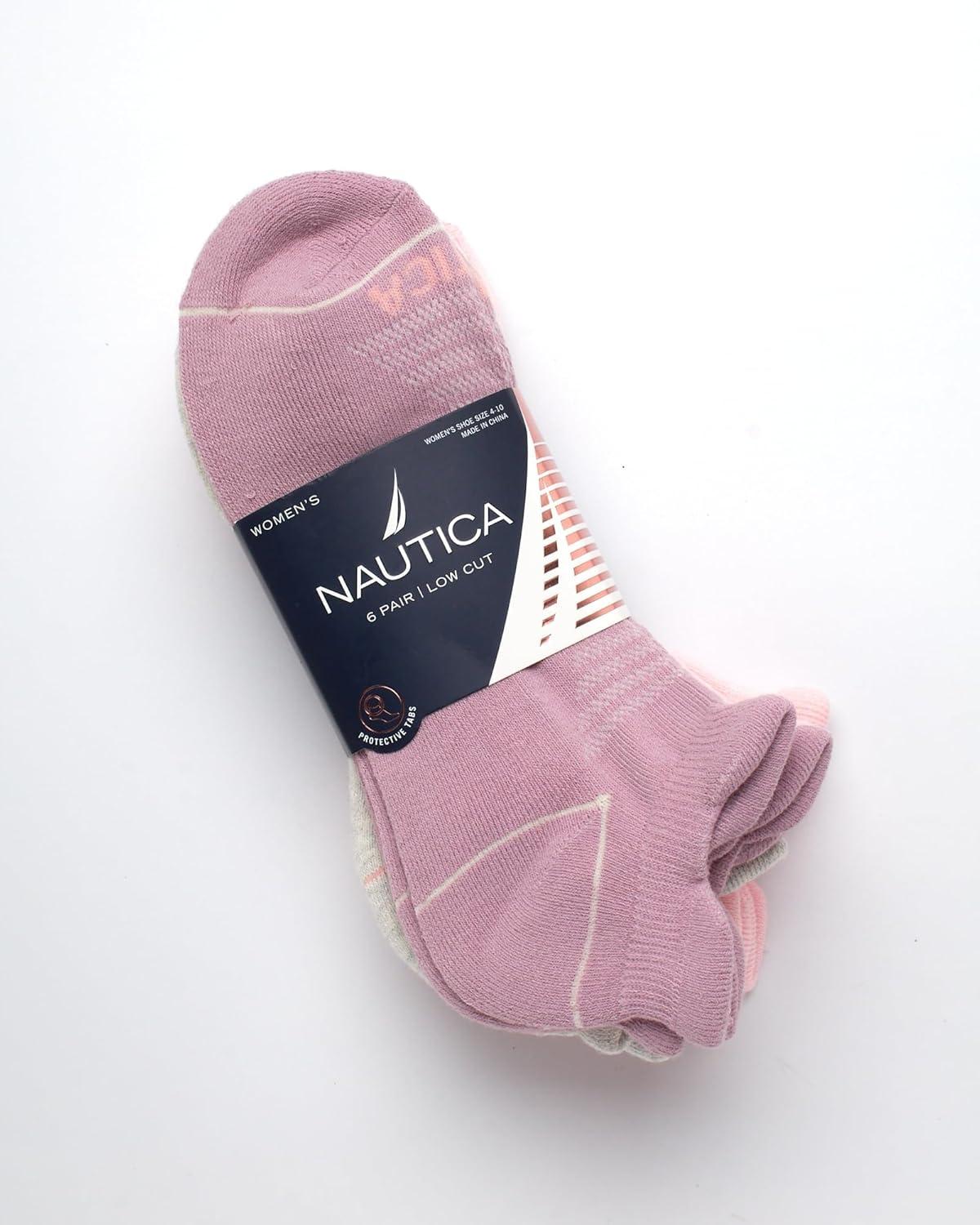 imageNautica Womens Ankle Socks 6 Pack Cushioned Low Cut Tab Breathable Athletic Socks with Arch Support Running Sock for WomenMauve
