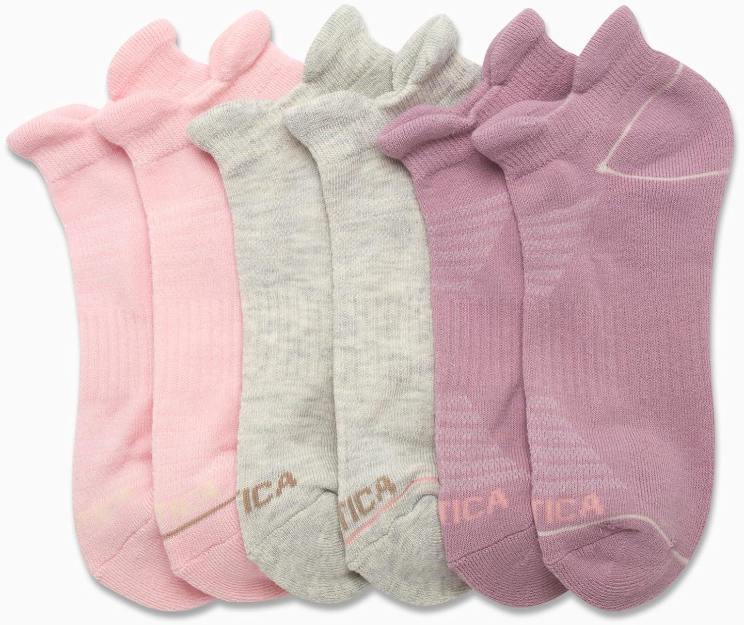 imageNautica Womens Ankle Socks 6 Pack Cushioned Low Cut Tab Breathable Athletic Socks with Arch Support Running Sock for WomenMauve
