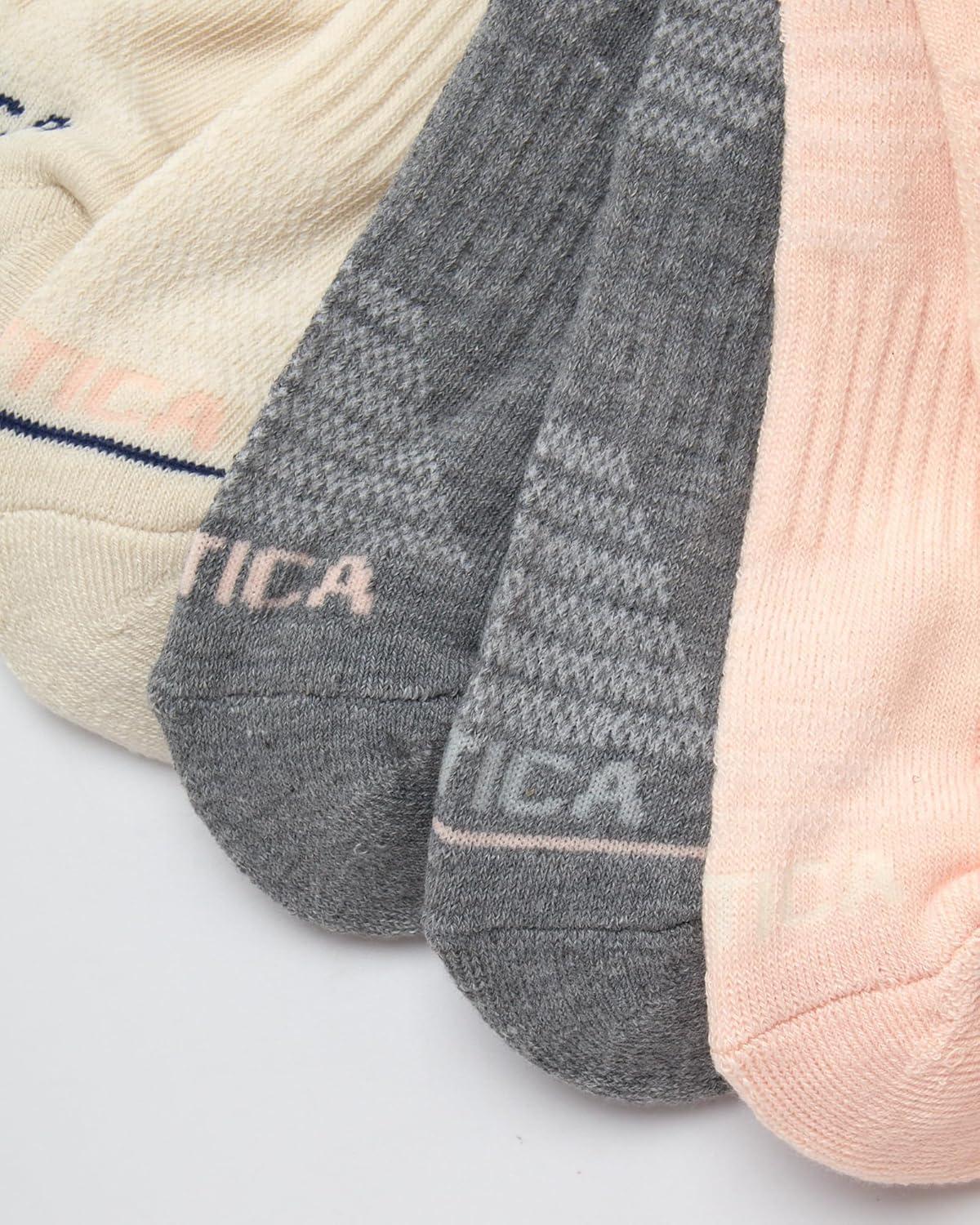 imageNautica Womens Ankle Socks 6 Pack Cushioned Low Cut Tab Breathable Athletic Socks with Arch Support Running Sock for WomenPink Assorted