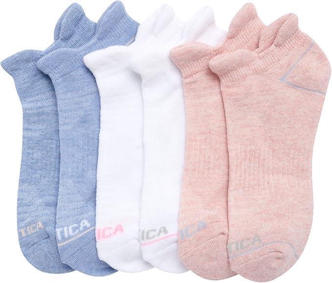 imageNautica Womens Ankle Socks 6 Pack Cushioned Low Cut Tab Breathable Athletic Socks with Arch Support Running Sock for WomenPink Heather
