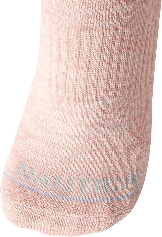 imageNautica Womens Ankle Socks 6 Pack Cushioned Low Cut Tab Breathable Athletic Socks with Arch Support Running Sock for WomenPink Heather
