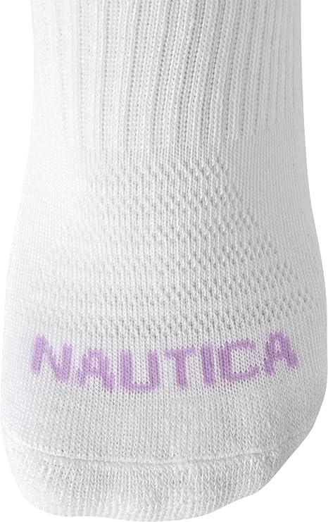 imageNautica Womens Ankle Socks 6 Pack Cushioned Low Cut Tab Breathable Athletic Socks with Arch Support Running Sock for WomenWhite