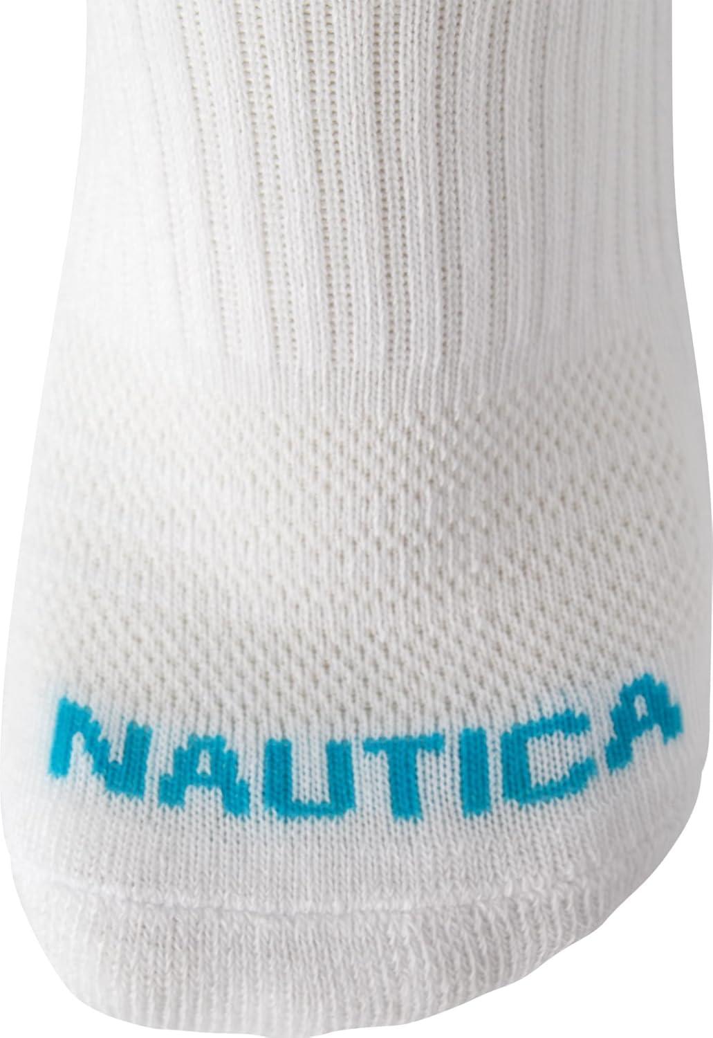 imageNautica Womens Ankle Socks 6 Pack Cushioned Low Cut Tab Breathable Athletic Socks with Arch Support Running Sock for WomenWhiteBlue