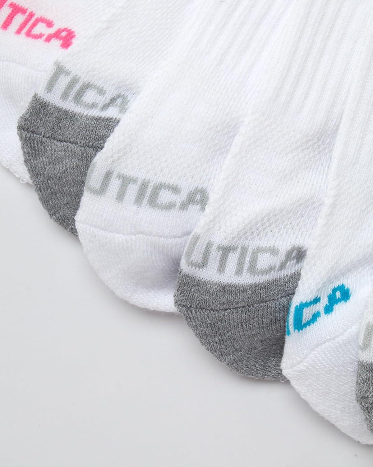imageNautica Womens Ankle Socks 6 Pack Cushioned Low Cut Tab Breathable Athletic Socks with Arch Support Running Sock for WomenWhiteBlue